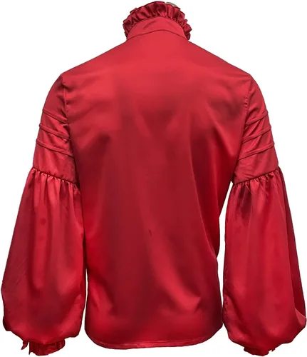 Vista 2 de Camisa pirata medieval vintage para hombre, disfraz gótico steampunk de vampiro