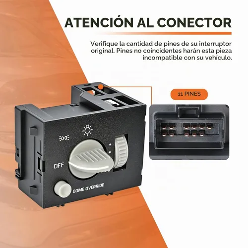 Vista 4 de Interruptor de control de atenuación de los faros, interruptor de lámpara de cúpula compatible con Chevy GMC C1500 C2500 C3500 K1500 K2500 K3500