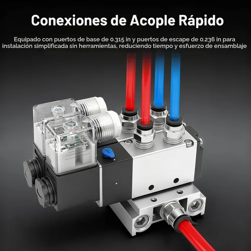 Vista 4 de BAOMAIN 12V DC 5/2 Electroválvula neumática 3 estación Kit 1/4 PT