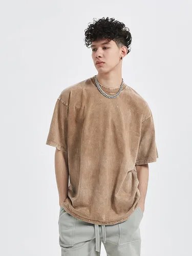 Vista 2 de Vamtac Men's Oversized T Shirts Vintage Half Sleeves Cotton Casual Baggy Basic Tees Summer Solid Loose Tops Unisex