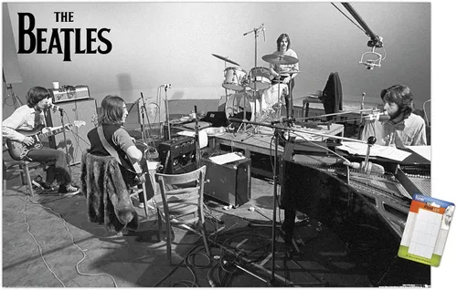 Vista 13 de The Beatles - Póster de pared de Let It Be Studio, 22.4 pulgadas de largo x 14.7 pulgadas de ancho, versión enmarcada de madera de granero