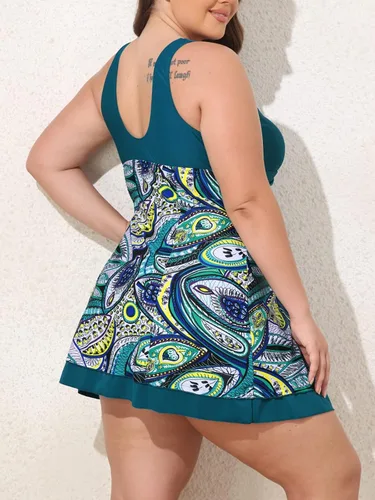 Vista 2 de MiYang Traje de baño acolchado de cintura alta con estampado de talla grande para mujer
