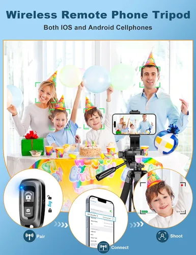 Vista 3 de Trípode para cámara de teléfono, soporte de trípode DSLR de 67 pulgadas con soporte remoto para teléfono, trípodes de viaje de aluminio para fotos