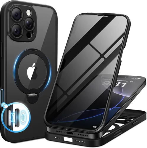 Vista 81 de BERFY Funda para iPhone 12 Pro Max, compatible con MagSafe, protector de pantalla de privacidad integrado y protección de cámara, antiespía