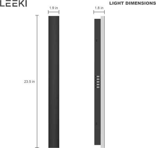 Vista 4 de LEEKI - Lámpara exterior moderna de 24 pulgadas - Luminaria exterior rectangular - 19W 3000K - IP65 Antióxido - Negro