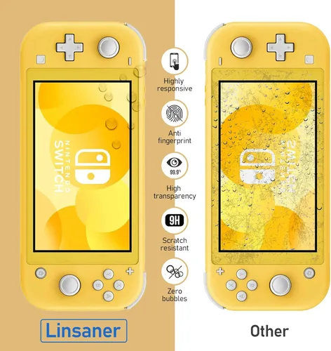 Vista 3 de Linsaner Protector de pantalla de vidrio templado de 2 piezas, hecho a medida para Nintendo Switch Lite HD, antiarañazos, transparente