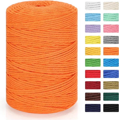 Vista 8 de Cordón de macramé 3mm x 300m Cuerda de macramé 100% algodón natural Cordón de algodón trenzado de 4 hebras para manualidades DIY, adornos