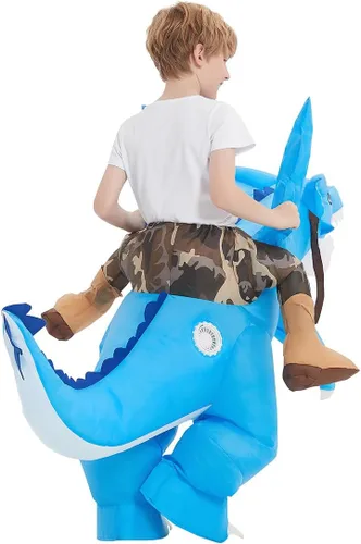 Vista 5 de GOOSH Disfraz inflable de dinosaurio para niños, disfraces de Halloween para niños y niñas, divertido disfraz inflable para fiesta de Halloween