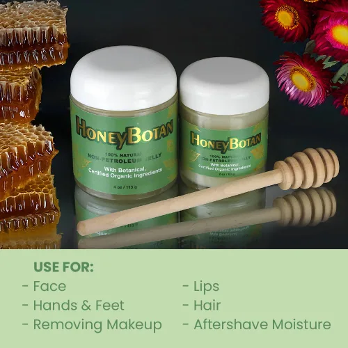Vista 5 de Beesaluxe HoneyBotan - Bálsamo para la piel sin petróleo 100% natural con ingredientes orgánicos, alternativa de gelatina de petróleo para labios