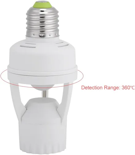 Vista 4 de Toma de luz con sensor de movimiento PIR, soporte de bombilla de tornillo E27 LED PIR sensor de movimiento infrarrojo interruptor de lámpara