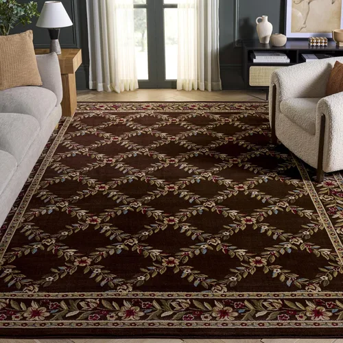 Vista 12 de SAFAVIEH Lyndhurst Collection - Alfombra de pasillo, 2 pies 3 pulgadas x 8 pies, color negro y marrón, diseño tradicional de enrejado floral,