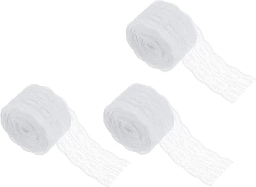 Vista 60 de MECCANIXITY 8 Yard Lace Trim Ribbon, 0.9 Inch Wide Vintage Floral Pattern Crochet Lace Edge Ribbon Trimming for DIY Sewing Crafts Gift Wrap Wedding