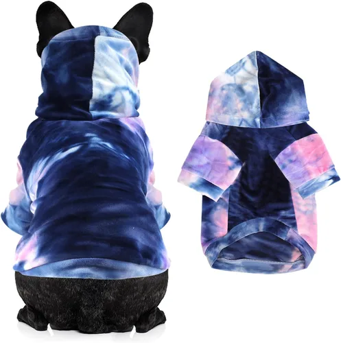 Vista 2 de Mklhgty: sudadera con capucha tie dye para perros y gatos, suéter para cachorros, sudadera, abrigo para clima frío, ropa para mascotas para perros