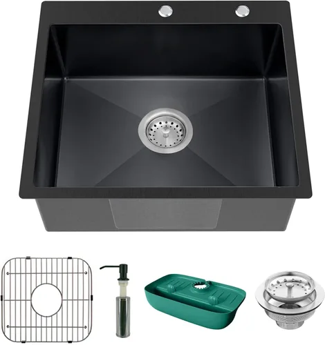 Vista 8 de Fregadero de cocina y bar, fregadero de cocina de acero inoxidable de 15 x 17 pulgadas de empotrar, fregadero de bar moderno de un solo tazón