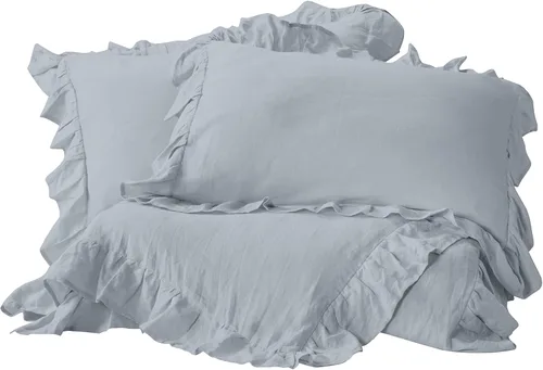 Vista 17 de Delara Juego de funda de edredón de algodón orgánico tamaño King, juego de ropa de cama de 3 piezas, funda de edredón suave tamaño King con 2