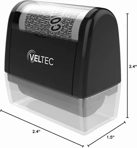 Vista 9 de Veltec Rodillo de tinta protector de identificación - Juego de sellos de rodillo de protección contra robo de identidad (negro, sello + 3 recambios)