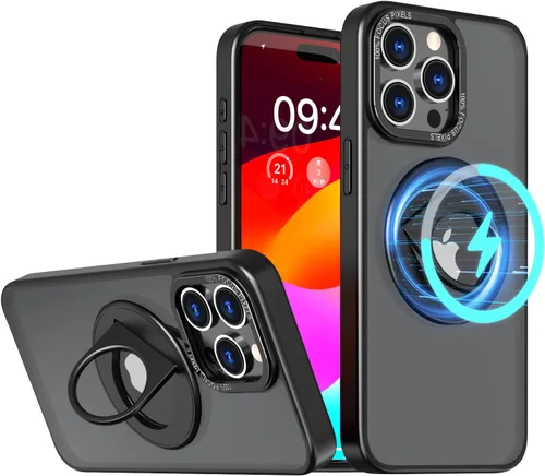 Vista 13 de ZCDAYE Funda para iPhone 13 Pro Max con soporte, iPhone 13 Pro Max, funda magnética para teléfono con soporte giratorio invisible, carga