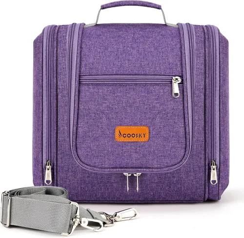 Vista 11 de COOSKY Neceser de viaje colgante extragrande para mujeres y hombres, bolsa de higiene, kit organizador de baño y ducha con soportes de banda