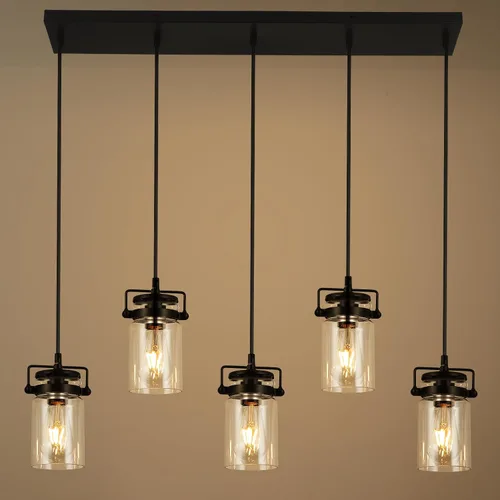 Vista 12 de foucasal Mini luces colgantes de granja de 4.7 pulgadas para isla de cocina 1 vidrio sembrado negro claro