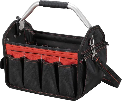 Vista 2 de Hultafors Work Gear HT5587 - Portaherramientas con parte superior abierta, 32 bolsillos, bolsa de herramientas de poliéster balístico resistente