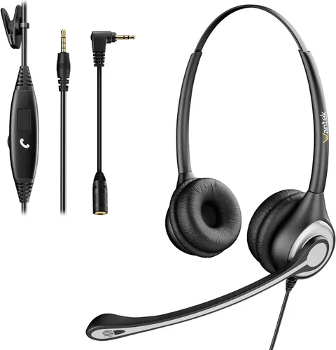 Vista 8 de Wantek Auriculares para teléfono celular con micrófono con cancelación de ruido, auriculares de computadora con cable de 0.138 in para iPhone