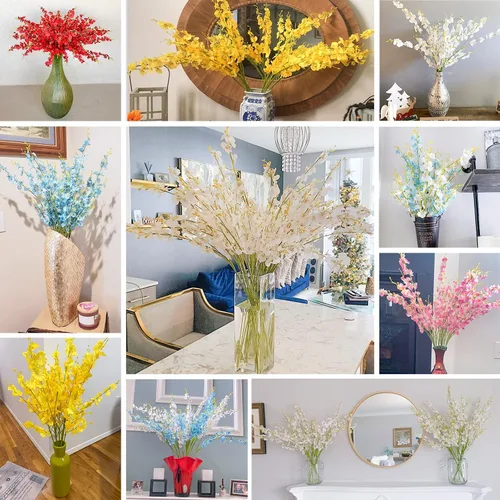 Vista 2 de BOMAROLAN Orquídea artificial de seda bailarina, orquídeas de mariposa falsas, 10 unidades de tacto real para bodas, hogar, oficina, fiesta, hotel