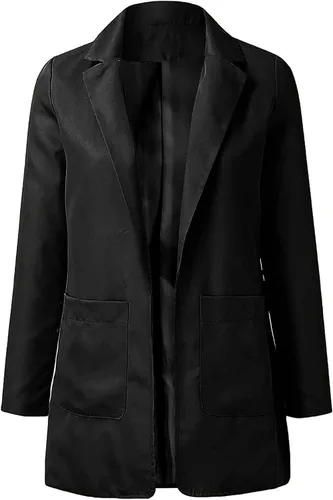 Vista 3 de Chaquetas tipo blazer para mujer, chaqueta de cárdigan de moda con frente abierto, chaqueta casual de manga larga para el trabajo y la oficina