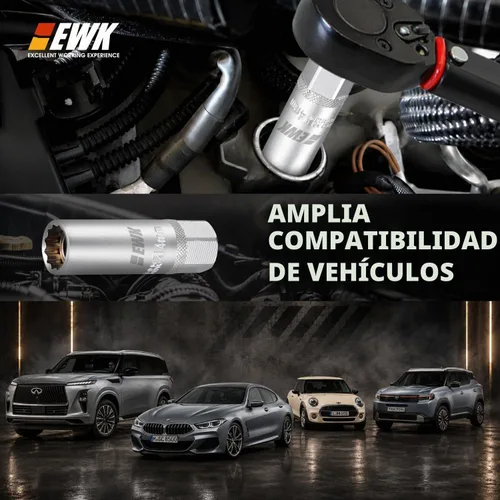 Vista 4 de EWK - Enchufe de bujía magnético de pared delgada de 14 mm, 12 puntos para BMW, Mini Cooper, Nissan, Infiniti