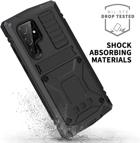 Vista 3 de Simicoo Compatible con Samsung S20 Ultra Metal Bumper Funda de silicona Militar a prueba de golpes resistente resistente Funda protectora de Negro