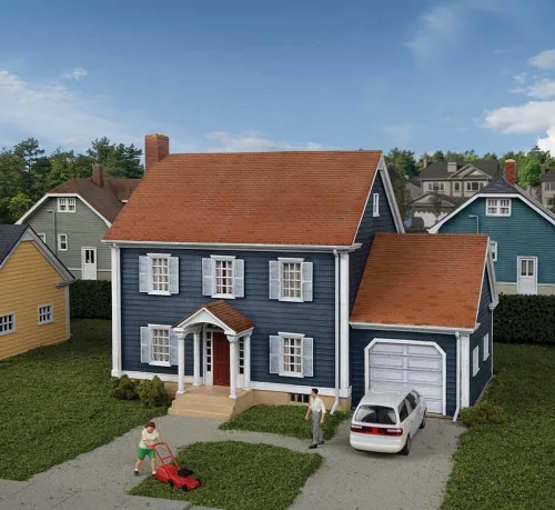 Vista 2 de Walthers Cornerstone Colonial House 933-4153 HO Scale Model Railroad - Kit de estructura