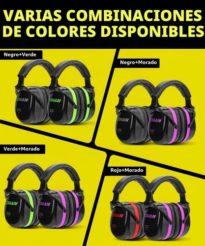 Vista 2 de ZOHAN 012 - Orejeras de reducción de ruido, 2 paquetes para protección auditiva, NRR 28dB, orejeras de seguridad ajustables para siega, autismo