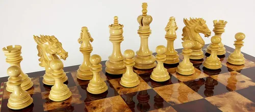 Vista 5 de HPL Blood Rosewood Dragon 4 5/8 pulgadas King 4 Queens Staunton Juego de ajedrez grande para hombre, sin tablero ni almacenamiento