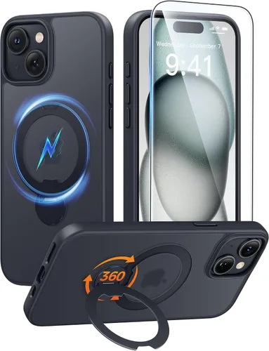 Vista 59 de FNTCASE Funda para Samsung Galaxy Z Flip 8 con soporte magnético giratorio de 360 grados, color negro Compatible con MagSafe, protección completa
