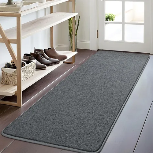 Vista 3 de Nuttumico - Alfombra de pasillo de 2 x 6 pies, color gris oscuro, alfombras para dormitorio, sala de estar, alfombras de entrada lavables