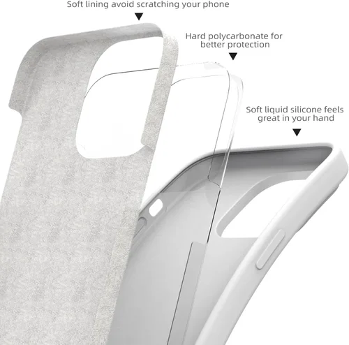 Vista 114 de Funda de silicona líquida compatible con iPhone 12 Pro Max 6.7 pulgadas, funda de gel de protección completa con forro de microfibra, funda