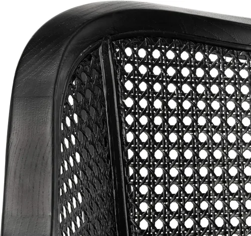 Vista 4 de SAFAVIEH Home Collection - Silla de comedor Maika de madera maciza negra y ratán de caña, totalmente montada (DCH9500C)
