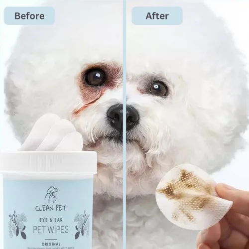 Vista 3 de Toallitas veterinarias para ojos y oídos para perros y gatos, elimina las manchas de lágrimas y el tratamiento de infecciones, hipoalergénicas, sin