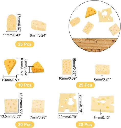 Vista 2 de CHGCRAFT 100 piezas de 5 estilos en miniatura de cocina de resina de queso de simulación de pastel de queso de imitación de oro artificial