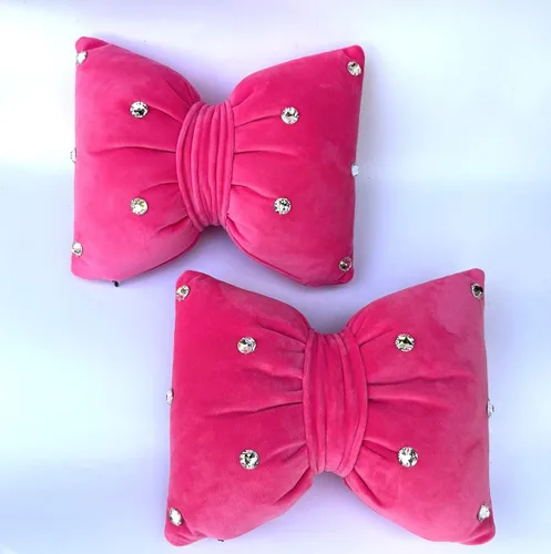 Vista 6 de Almohada para reposacabezas con lazo de diamante grande, color rosa, accesorio para el cuello, 1 unidad