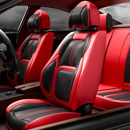 Vista 10 de ASLONG 5 piezas 2025 Fundas para asientos delanteros y traseros de auto, accesorios para interior de auto con cuero de napa impermeable para autos
