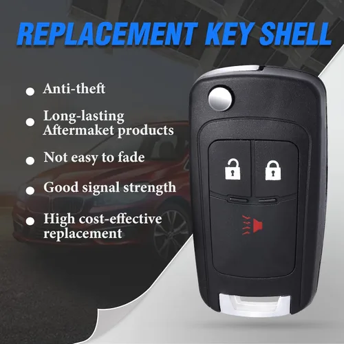 Vista 4 de Keymall Carcasa de llave abatible de repuesto para Chevrolet Spark 2012 2013 2014 2015 2016 A2GM3AFUS03 3 botones, solo la carcasa de la llave