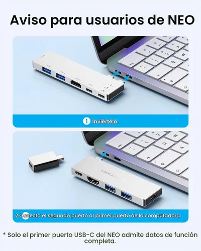 Vista 6 de VENTION Hub USB C 6 en 2 para MacBook Neo/Air/PRO, 80Gbps desmontable magnético 8K USB-C Dock con HDMI 4K a 240Hz, PD máximo de 140 W