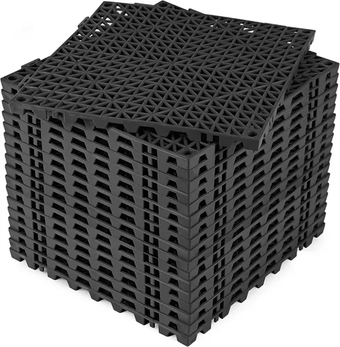 Vista 25 de ToLanbbt Cojín modular entrelazado 8P de 11.8 x 11.8 pulgadas, agujeros de drenaje de goma entrelazados antideslizantes para cubierta, ducha