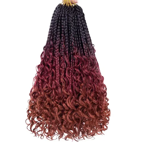 Vista 29 de Unionbeauty - 8 paquetes de trenzas bohemias de diosa en caja, de ganchillo de pelo para mujer negra, 8 pulgadas de trenzas de caja bob bohemias