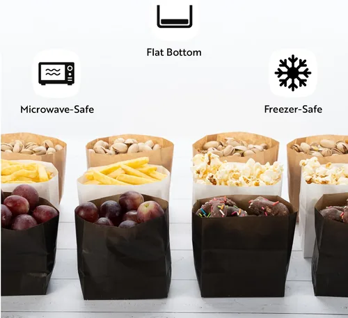 Vista 4 de Restaurantware Bag Tek - Bolsas de papel de 3.9 x 2.3 x 3.8 pulgadas para aperitivos, 100 bolsas de papel pequeñas para alimentos, bolsas
