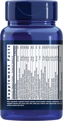Vista 2 de Life Extension Multivitamínico de alimentos integrales, vitamina D3 derivada de plantas, A, B, C y E, además de minerales, extractos de plantas
