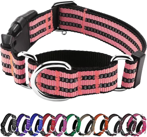 Vista 23 de Hikiko Martingale - Collar reflectante de nailon para perro con hebilla de liberación rápida, ajustable, collar de entrenamiento antideslizante