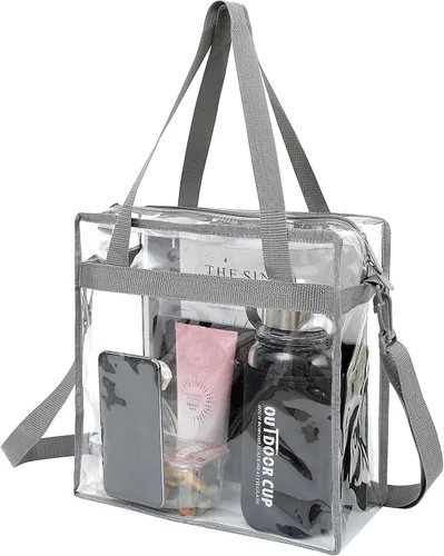 Vista 13 de BAGAIL - Bolsas transparentes 12x6x12 aprobadas para estadios con cierre de cremallera, bolsa de hombro bandolera con correa ajustable