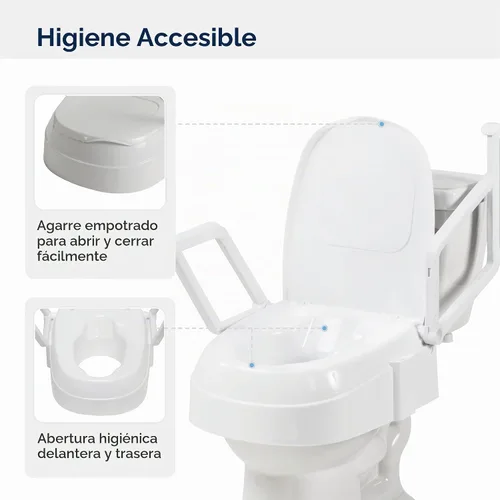 Vista 5 de Drive Medical PreserveTech - Asiento de inodoro elevado, universal, con asas, color blanco