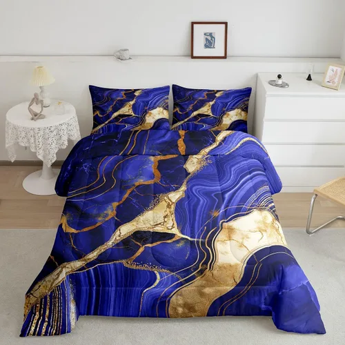Vista 23 de Juego de edredón de mármol negro individual, ropa de cama dorada agrietada para adultos, hombres y mujeres, juegos de edredón de textura metálica